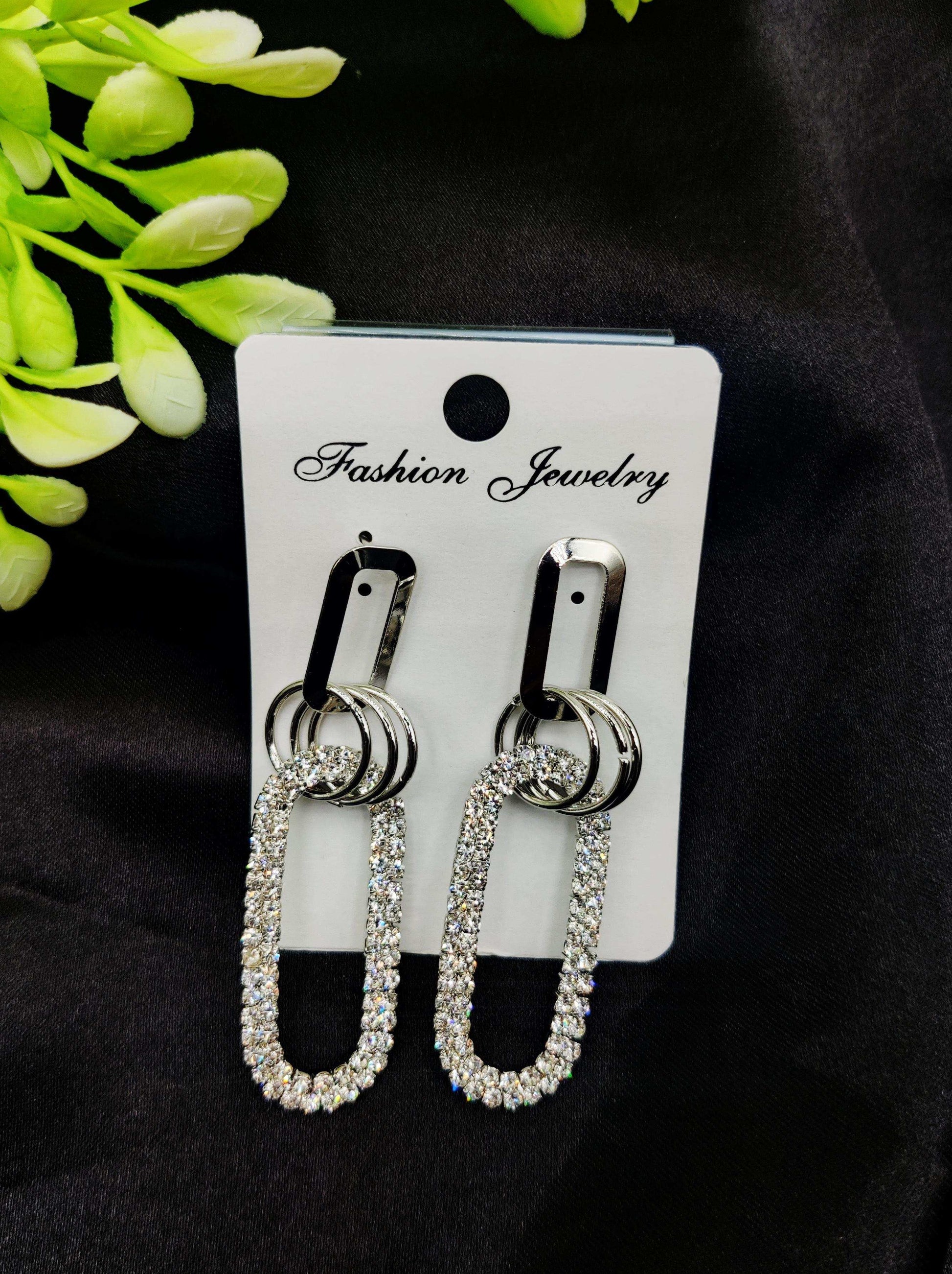 Dazzling Crystal Link Drop Earrings - Fashion Jewelry & Tarnish - Free ✨💎 - Dynamic Deals