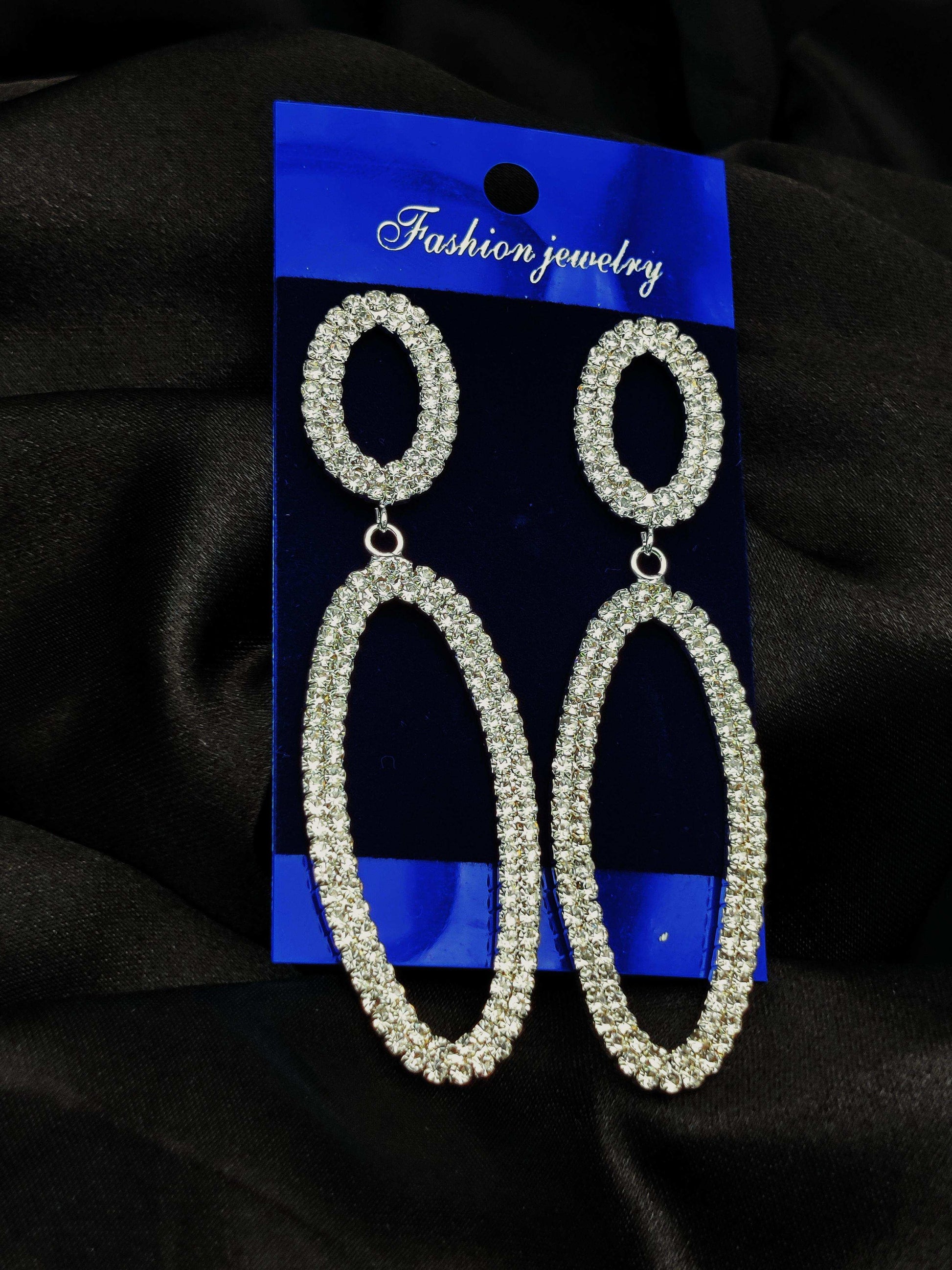 Dazzling Crystal Oval Drop Earrings - Fashion Jewelry & Tarnish - Free ✨💎 - Dynamic Deals
