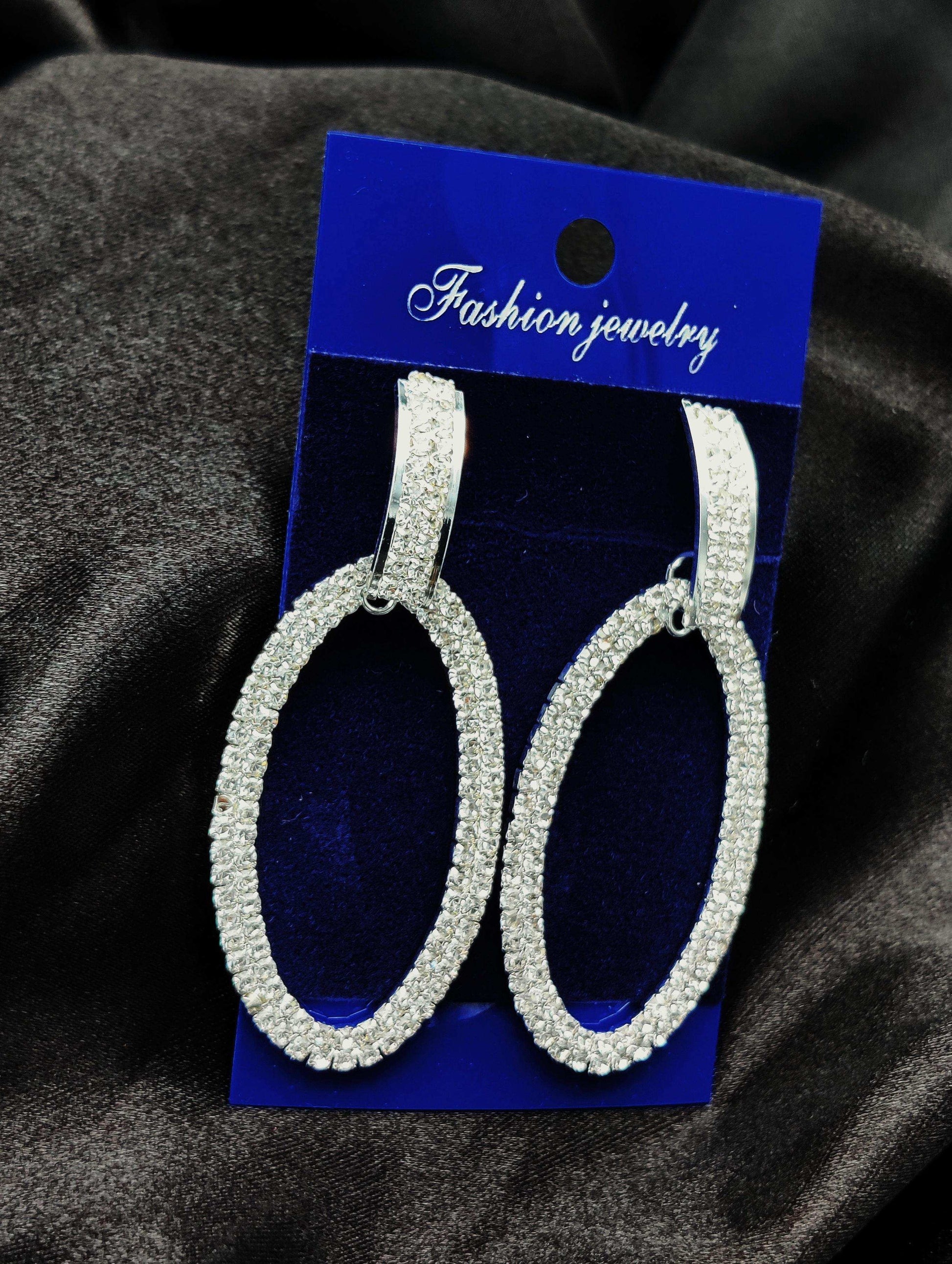 Dazzling Crystal Oval Hoop Earrings - Fashion Jewelry & Tarnish - Free ✨💎 - Dynamic Deals