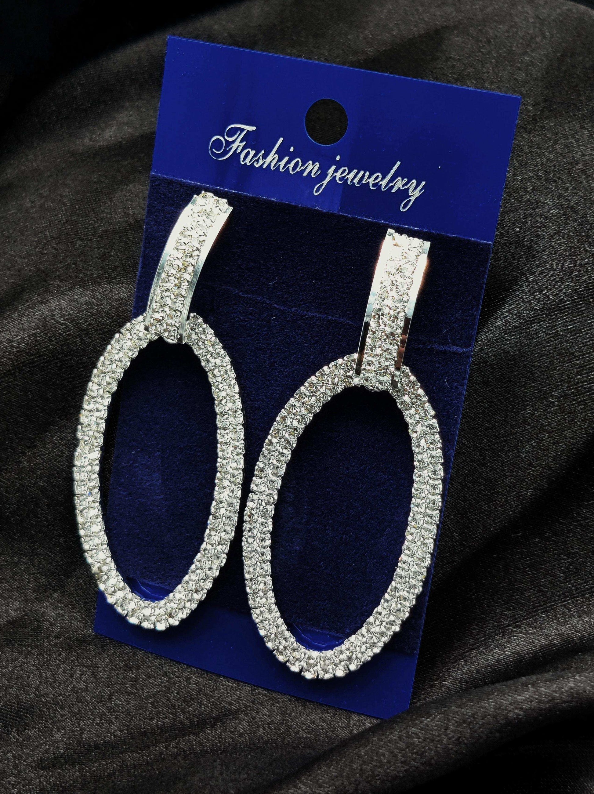 Dazzling Crystal Oval Hoop Earrings - Fashion Jewelry & Tarnish - Free ✨💎 - Dynamic Deals