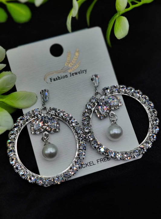 Dazzling Crystal & Pearl Circle Drop Earrings - Nickel Free & Tarnish - Free ✨💎⚪ - Dynamic Deals