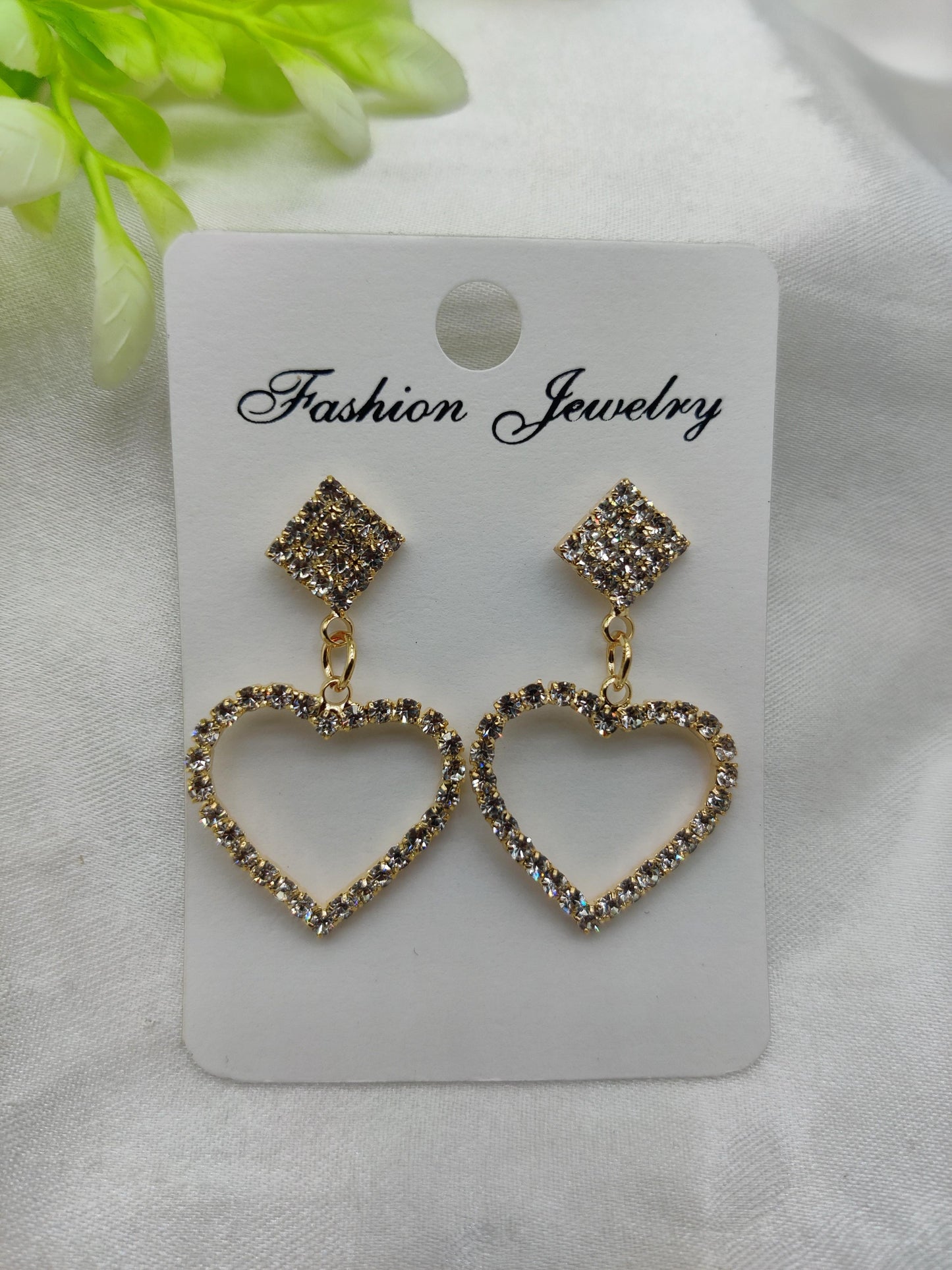 Dazzling CZ Crystal Heart & Square Drop Earrings - Fashion Jewelry & Tarnish - Free ✨💎❤️ - Dynamic Deals