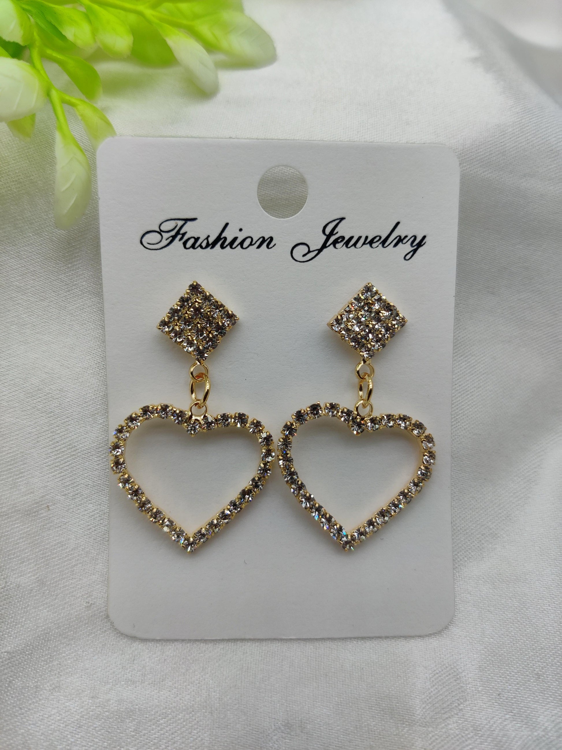 Dazzling CZ Crystal Heart & Square Drop Earrings - Fashion Jewelry & Tarnish - Free ✨💎❤️ - Dynamic Deals