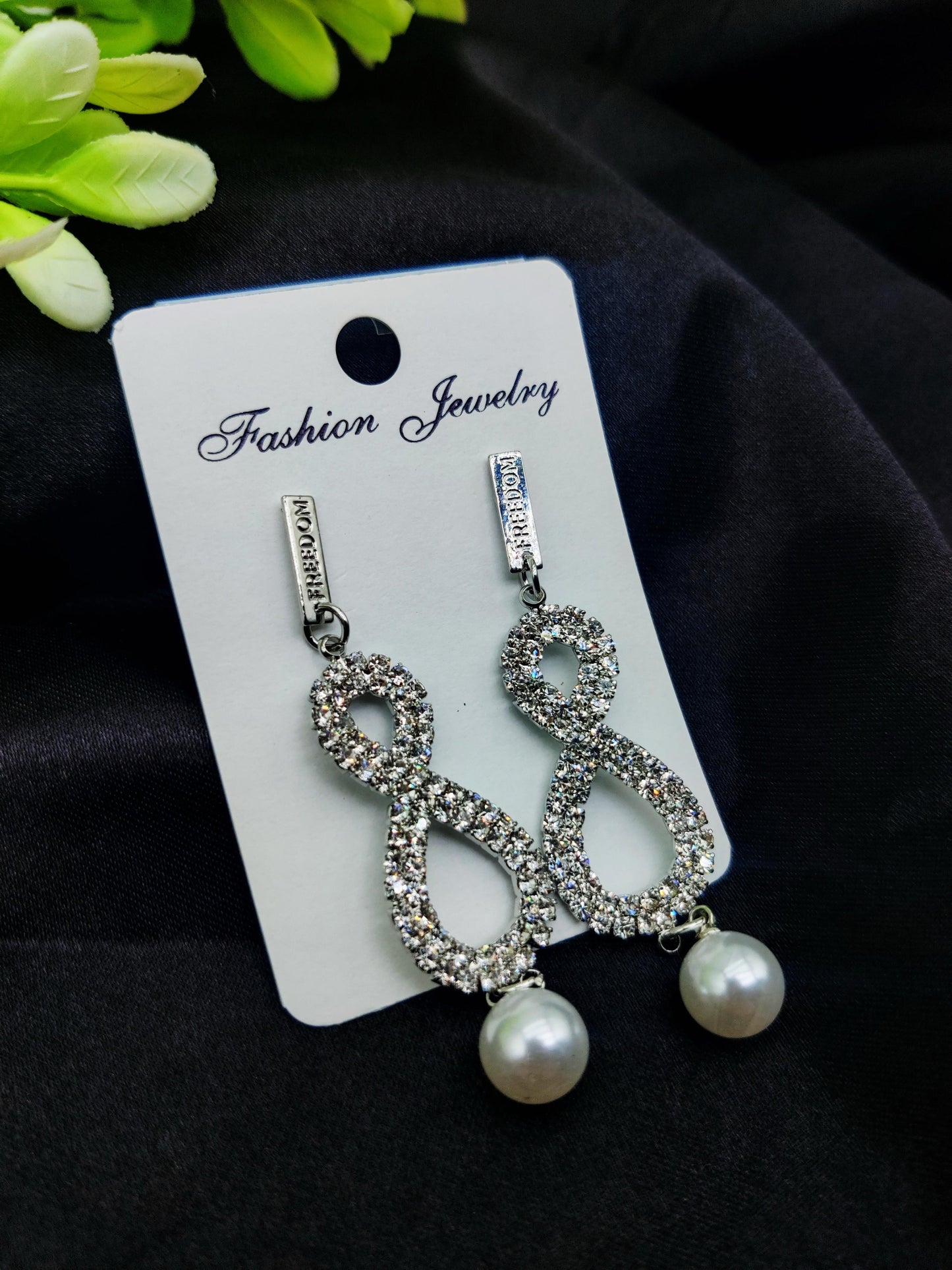Dazzling CZ Crystal & Pearl Infinity Drop Earrings - Fashion Jewelry & Tarnish - Free ✨💎⚪ - Dynamic Deals
