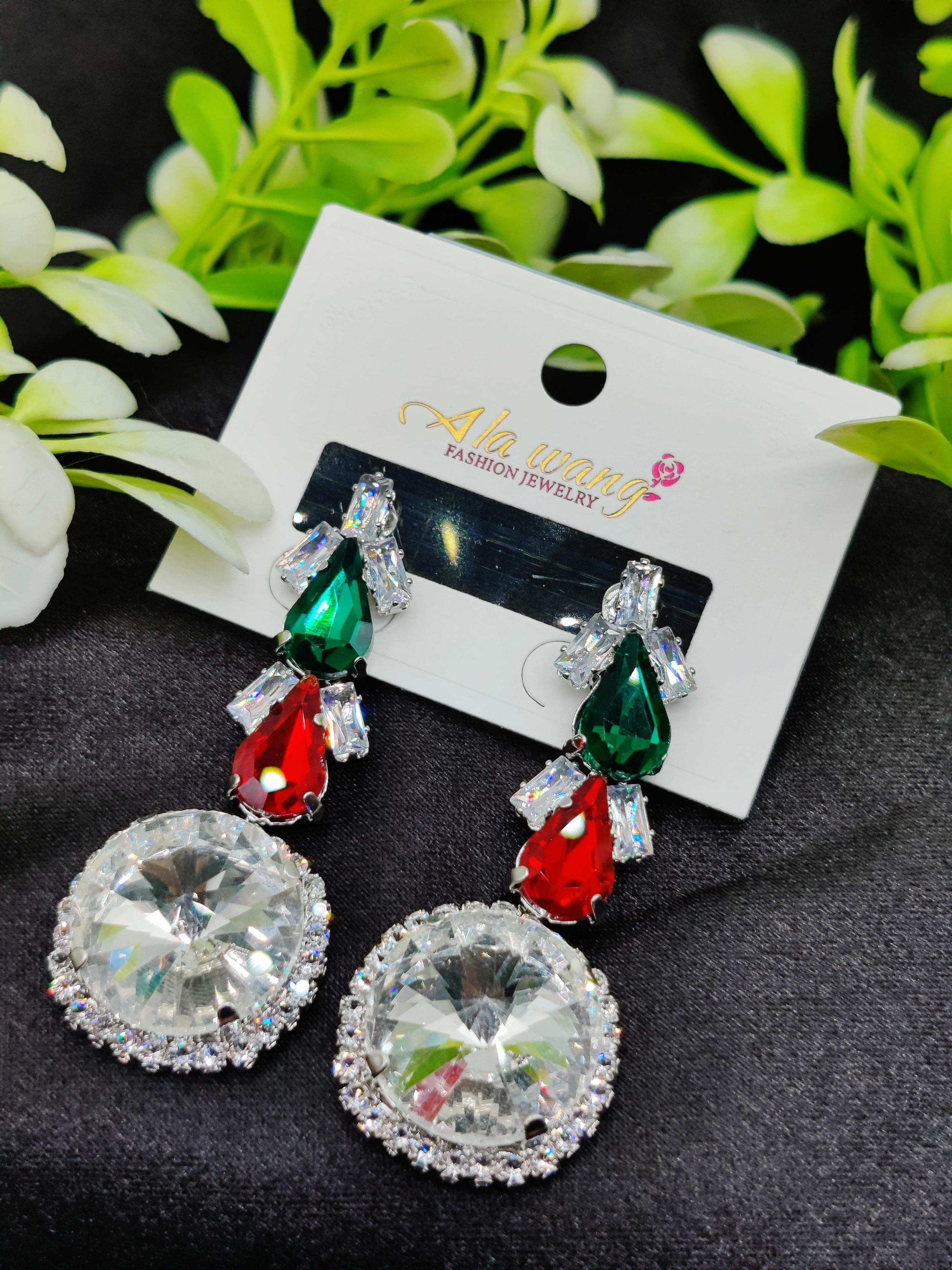 Dazzling Multi - Color Zircon Drop Earrings - Statement Sparkle & Tarnish - Free ✨💎❤️💚🤍 - Dynamic Deals