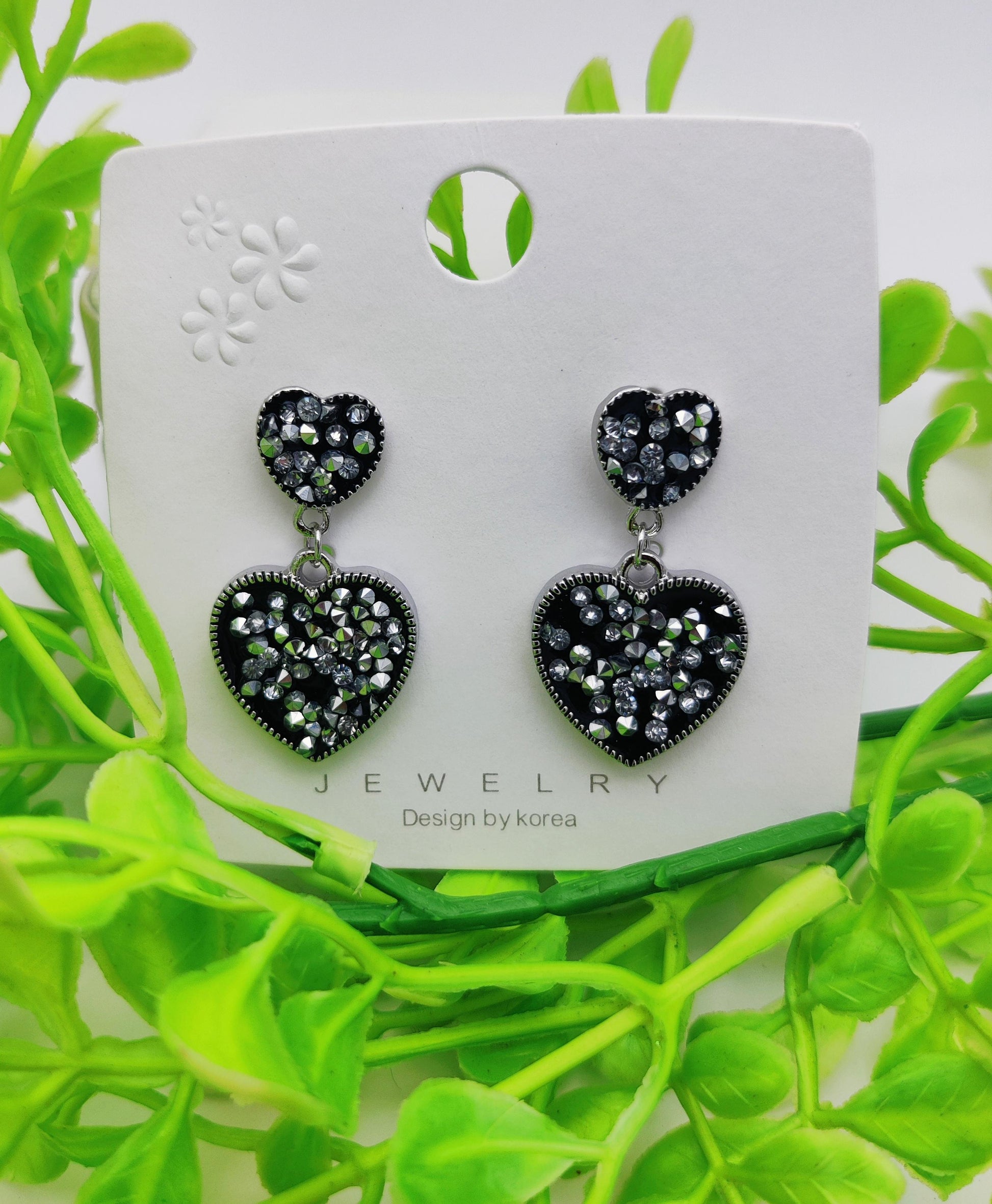 Double Heart Crystal Drop Earrings - Sparkling Romance & Tarnish - Free ✨❤️💎 - Dynamic Deals
