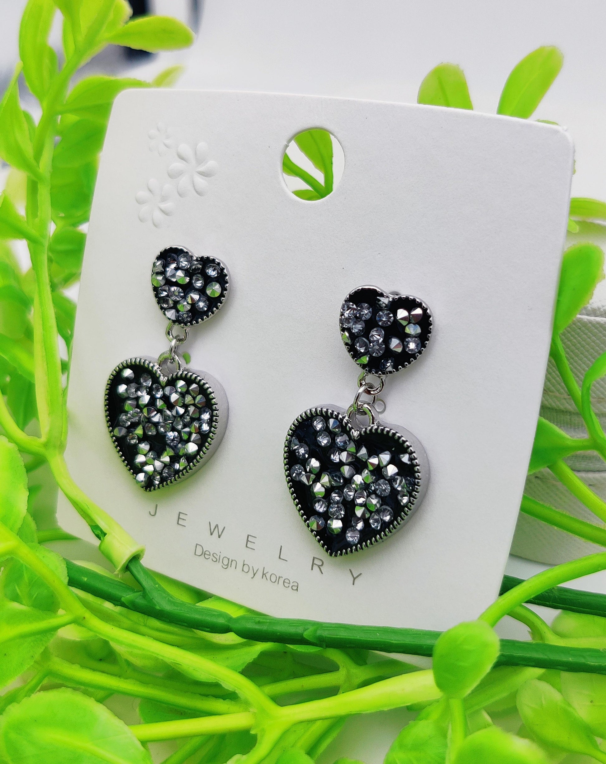 Double Heart Crystal Drop Earrings - Sparkling Romance & Tarnish - Free ✨❤️💎 - Dynamic Deals