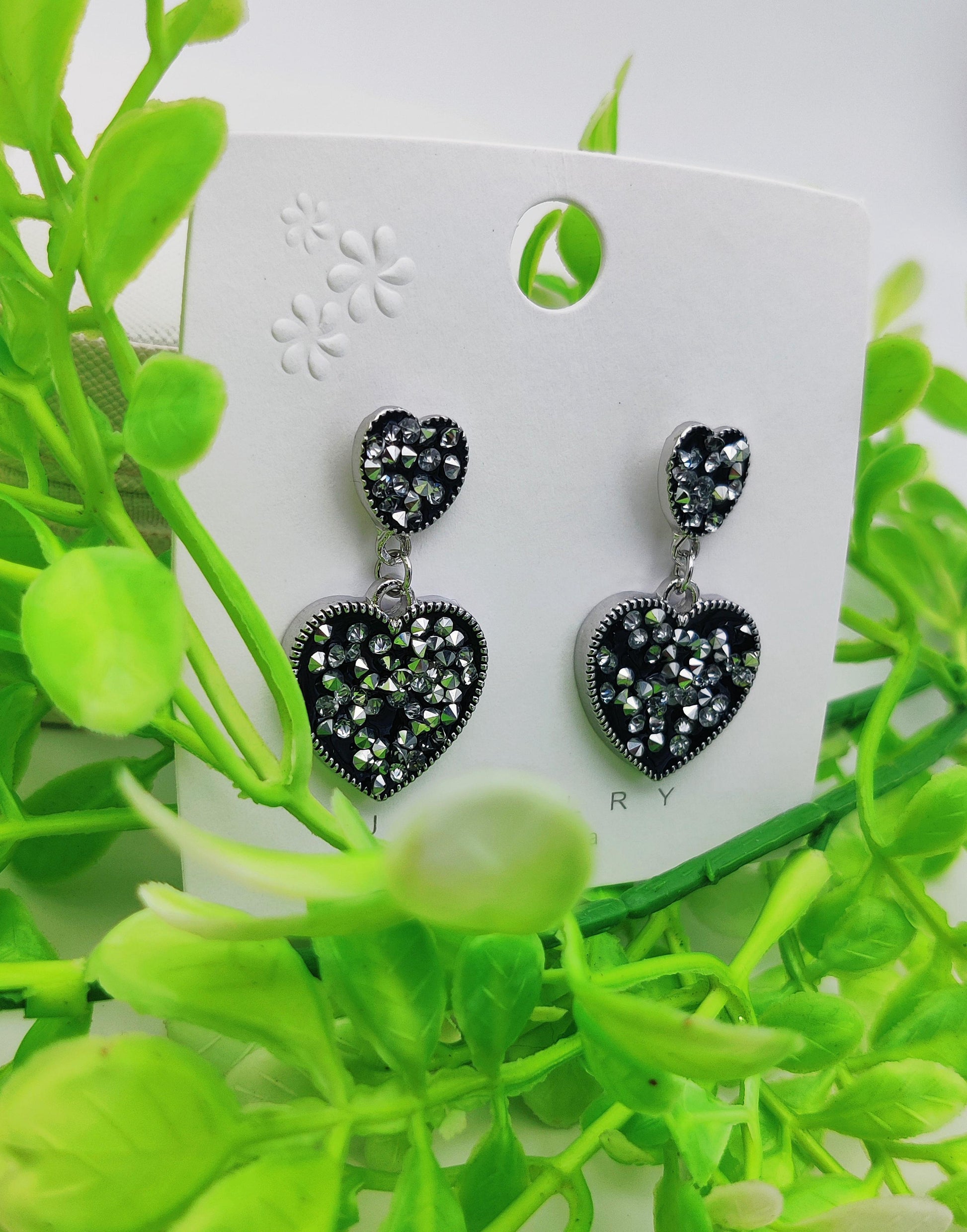 Double Heart Crystal Drop Earrings - Sparkling Romance & Tarnish - Free ✨❤️💎 - Dynamic Deals