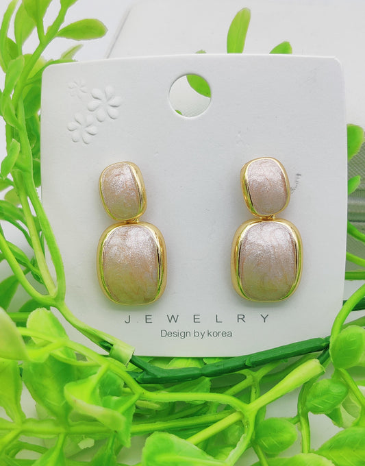 Dual - Tone Rectangular Drop Earrings - Textured & Smooth Design - Tarnish - Free ✨ - Dynamic Deals