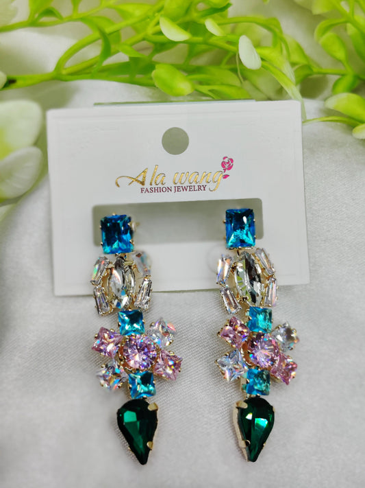 Emerald & Multi - Color Zircon Drop Earrings - Statement Sparkle & Tarnish - Free ✨💎💚 - Dynamic Deals