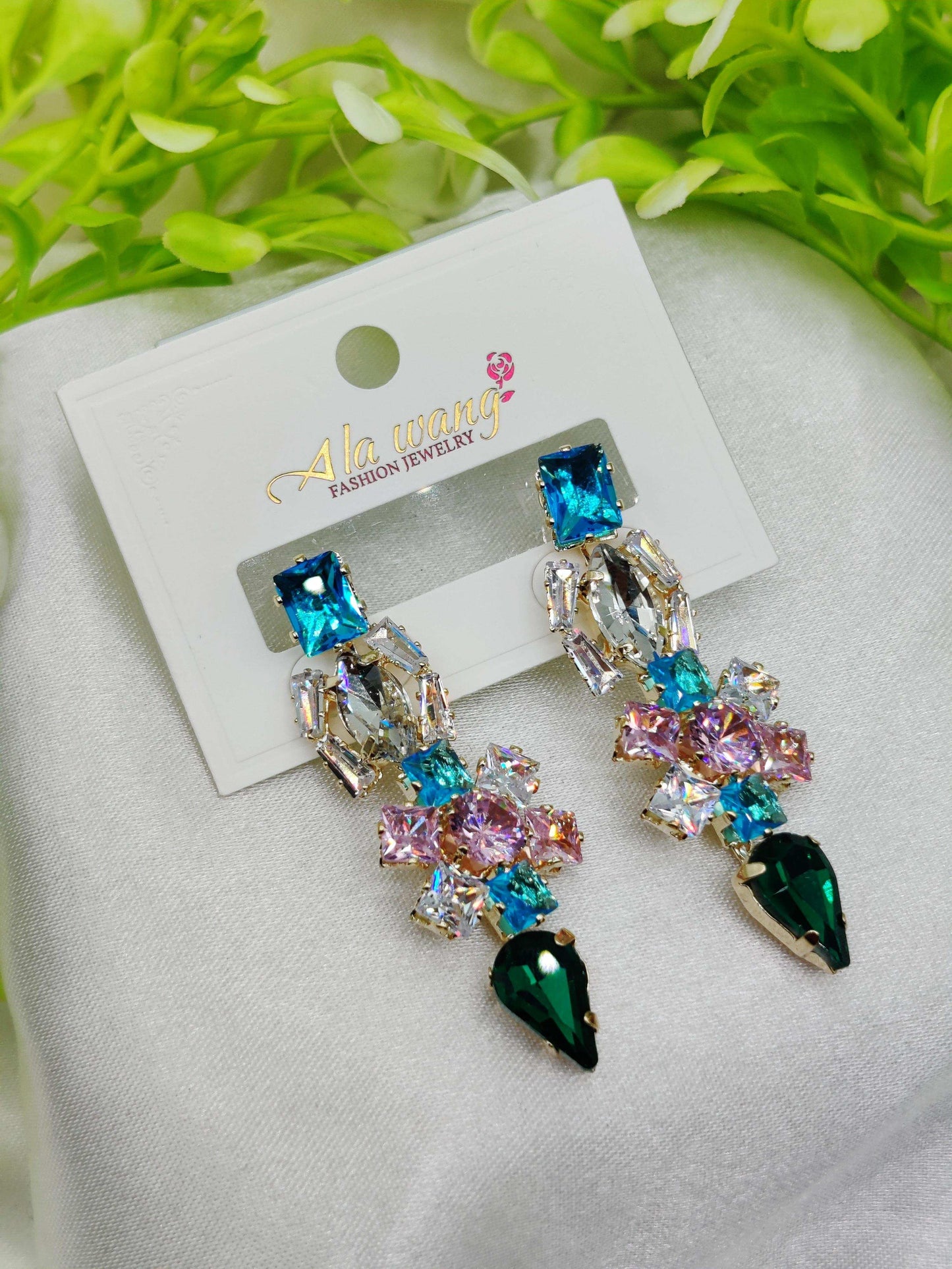 Emerald & Multi - Color Zircon Drop Earrings - Statement Sparkle & Tarnish - Free ✨💎💚 - Dynamic Deals