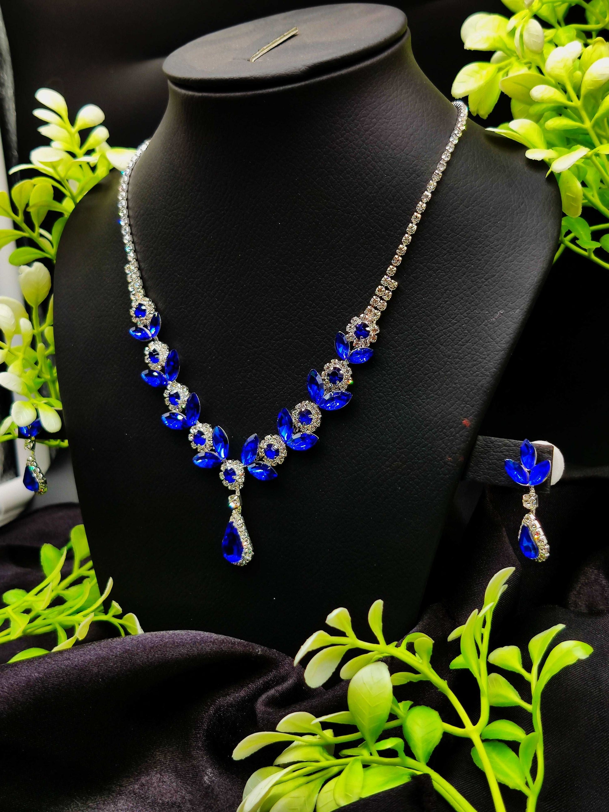 Exquisite Sapphire Blue Crystal Necklace & Earring Set - A Touch of Royal Elegance ✨💙 - Dynamic Deals