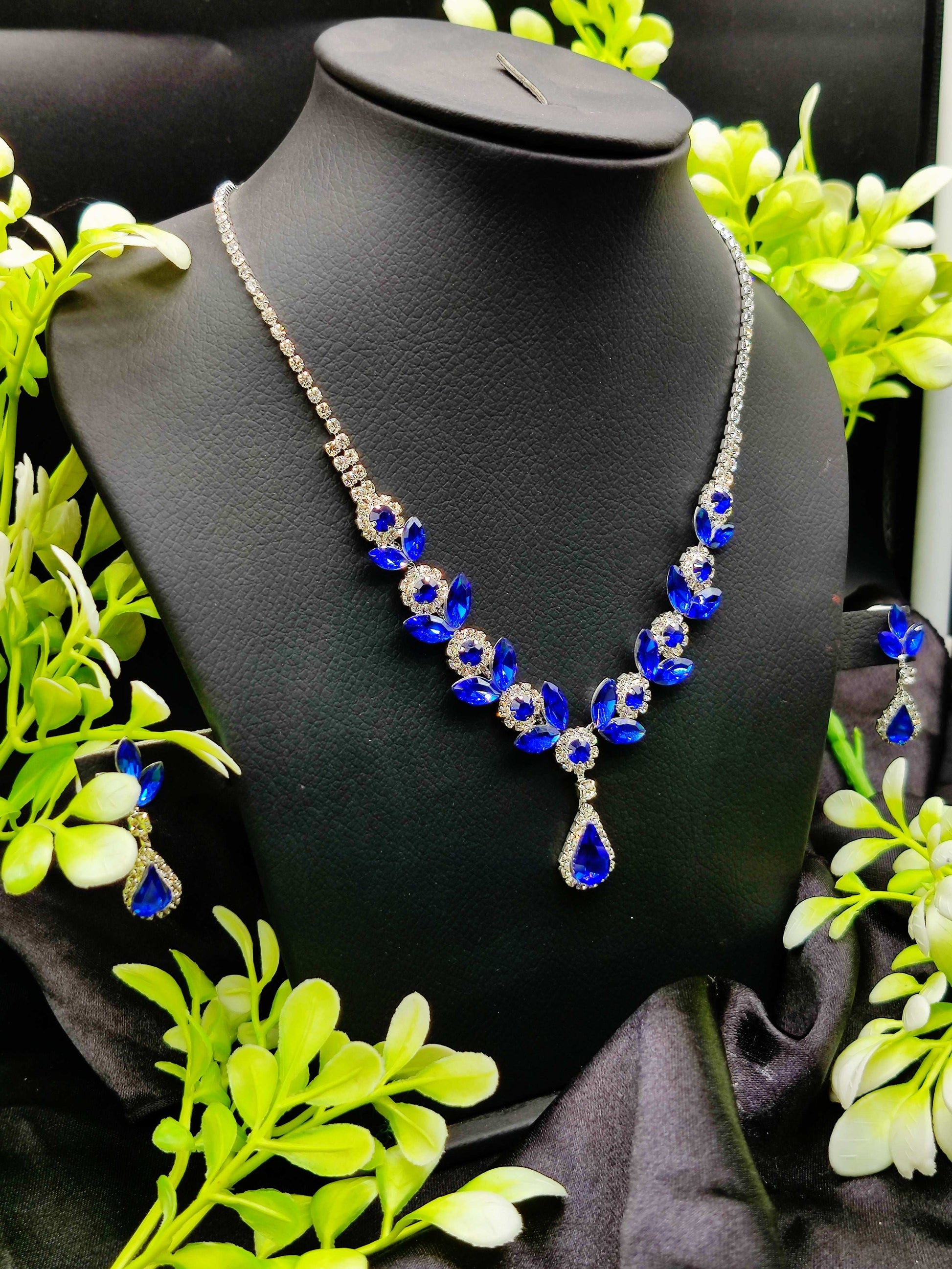 Exquisite Sapphire Blue Crystal Necklace & Earring Set - A Touch of Royal Elegance ✨💙 - Dynamic Deals
