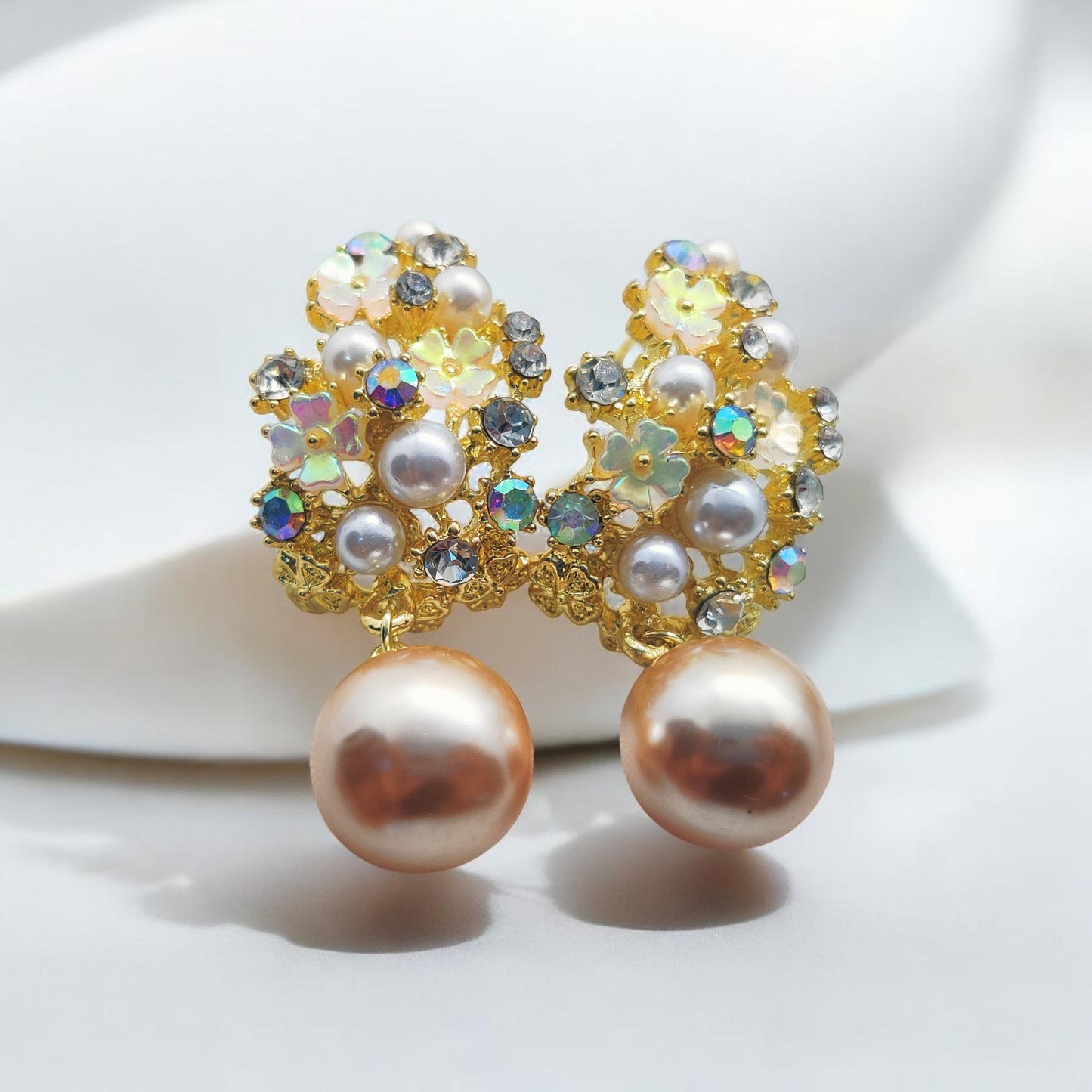 Luxurious Crystal Blossom Pearl Earrings ✨ – A Masterpiece of Elegance and Charm! - Dynamic Deals