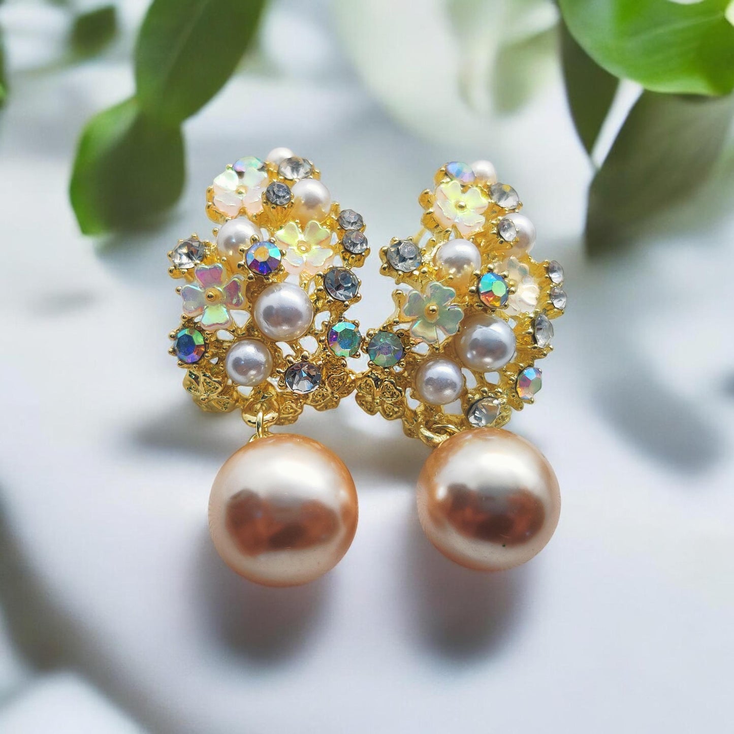 Luxurious Crystal Blossom Pearl Earrings ✨ – A Masterpiece of Elegance and Charm! - Dynamic Deals