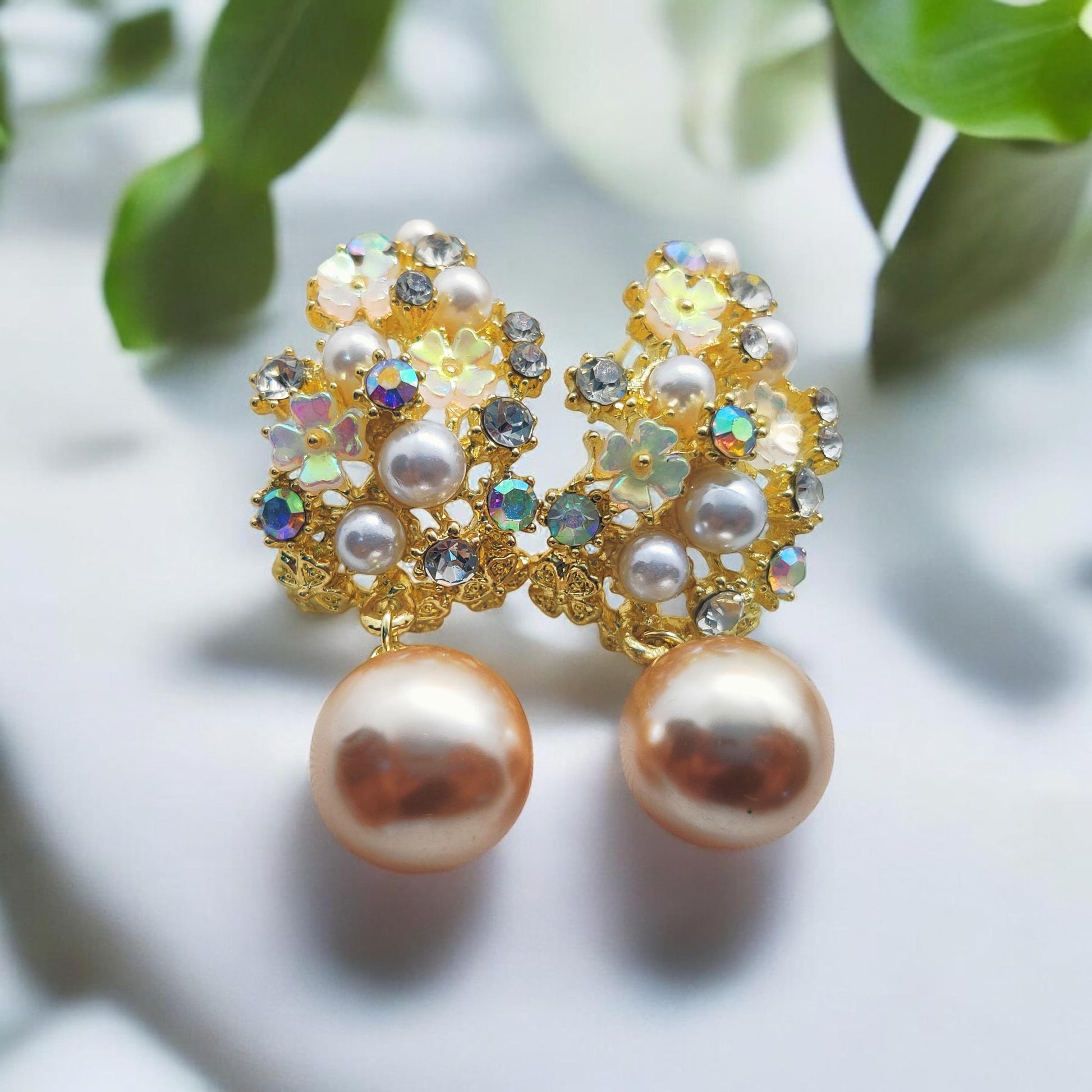 Luxurious Crystal Blossom Pearl Earrings ✨ – A Masterpiece of Elegance and Charm! - Dynamic Deals