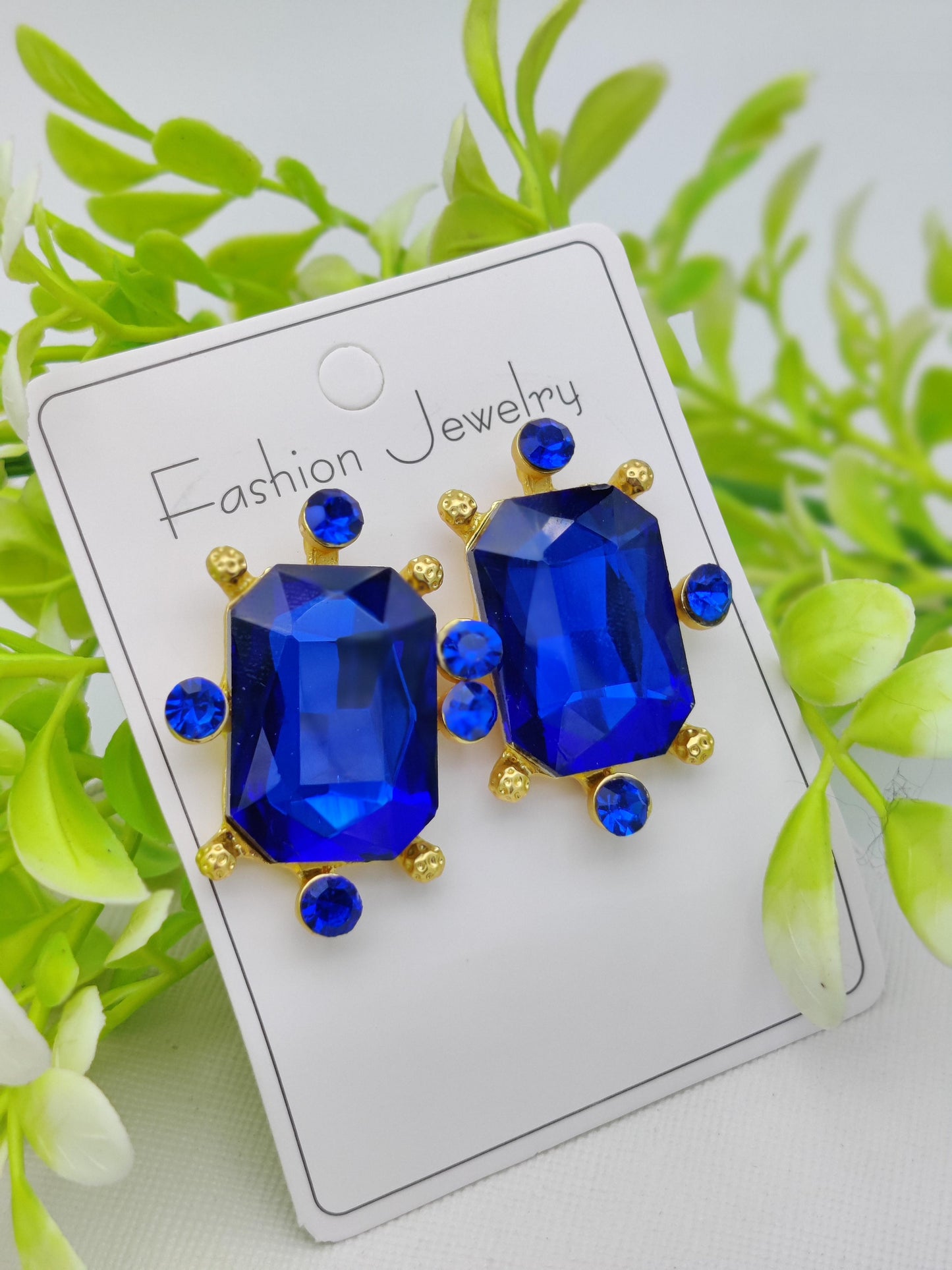 Majestic Royal Blue Statement Earrings with Gold Accents – Elegant Fashion Jewelry for Women - Dynamic Deals