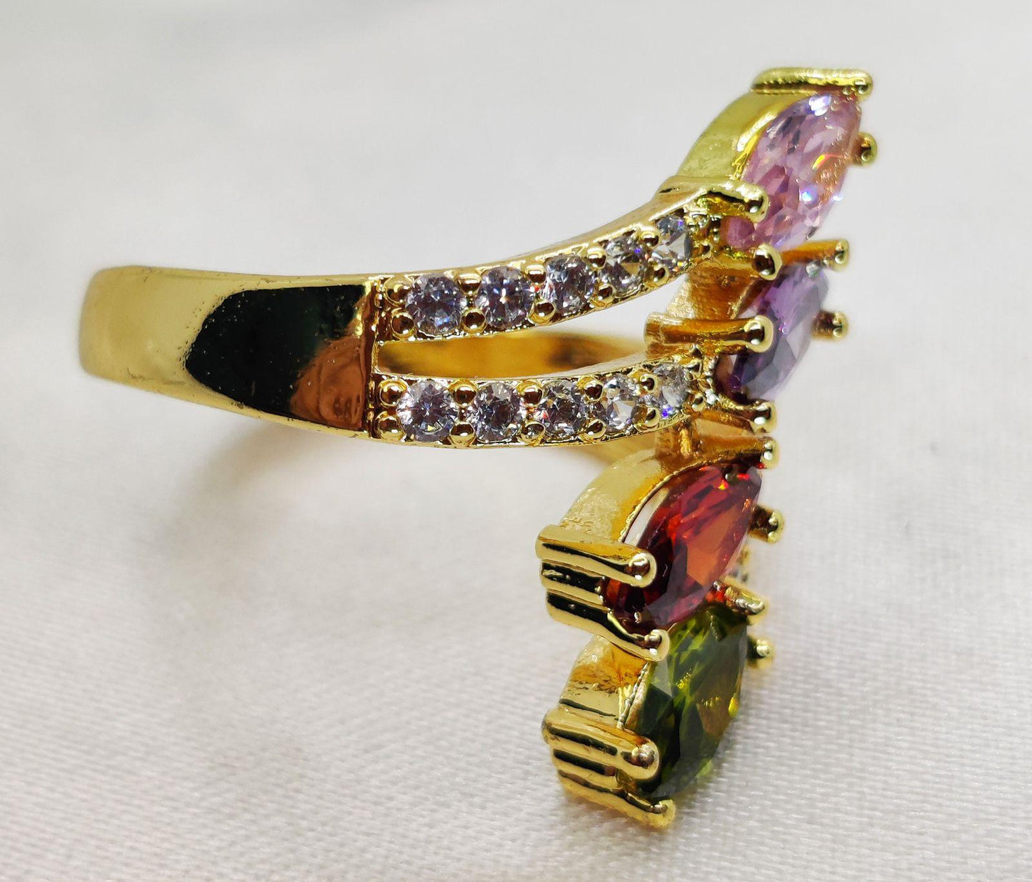 Multicolor Marquise Gemstone Ring - Premium Gold Plated Elegant Ring for Women 💍✨ - Dynamic Deals