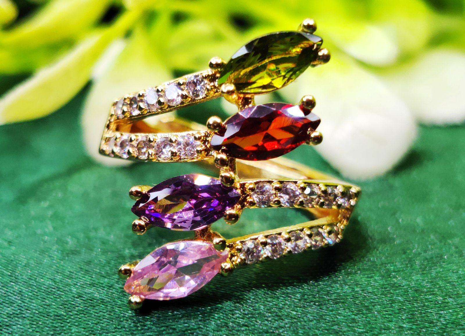 Multicolor Marquise Gemstone Ring - Premium Gold Plated Elegant Ring for Women 💍✨ - Dynamic Deals