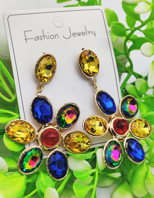 Rainbow Radiance Crystal Drop Earrings - Bold Statement ✨🌈 - Dynamic Deals