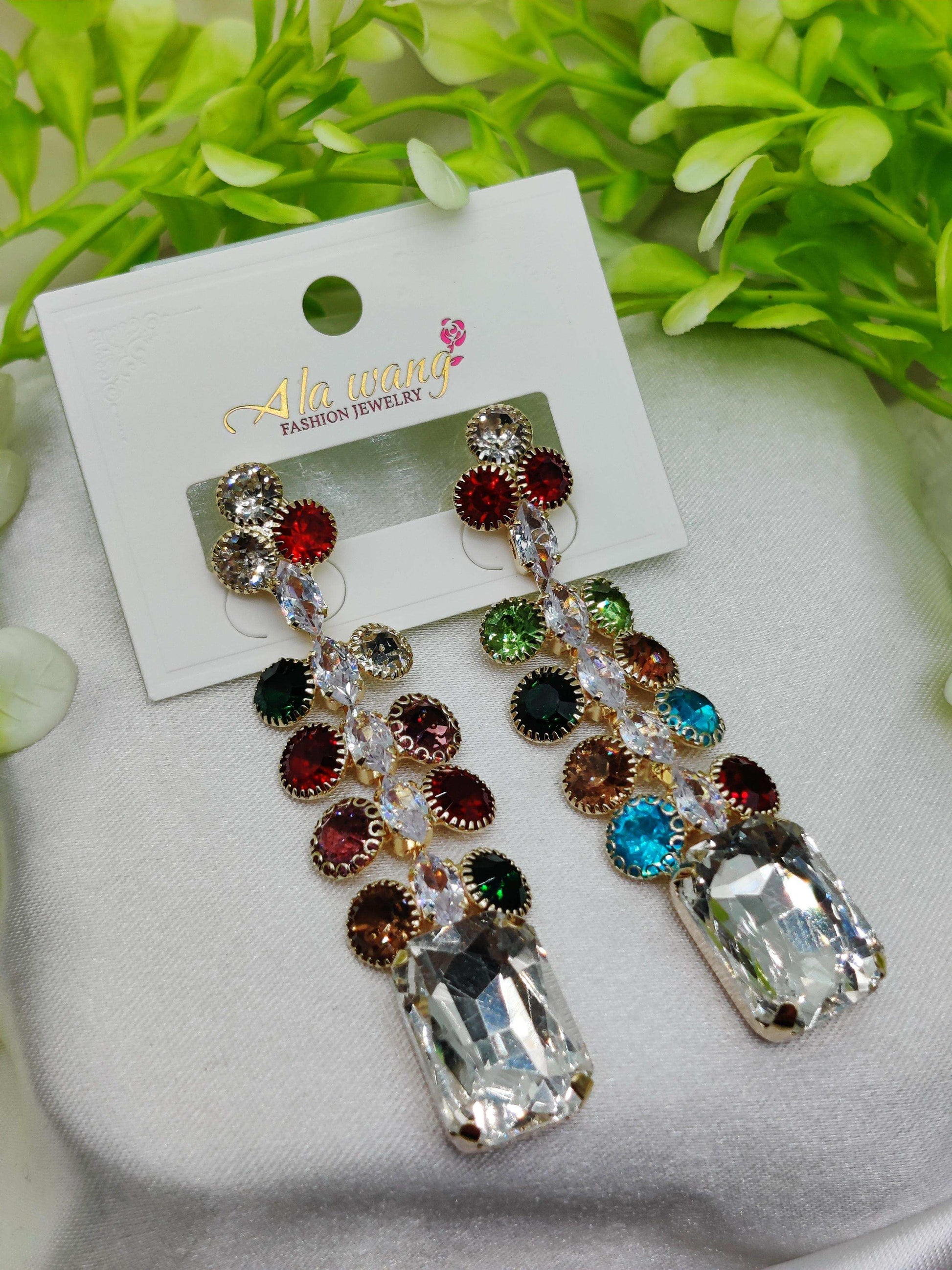 Rainbow Zircon Crystal Drop Earrings - Vibrant & Tarnish - Free ✨💎🌈 - Dynamic Deals