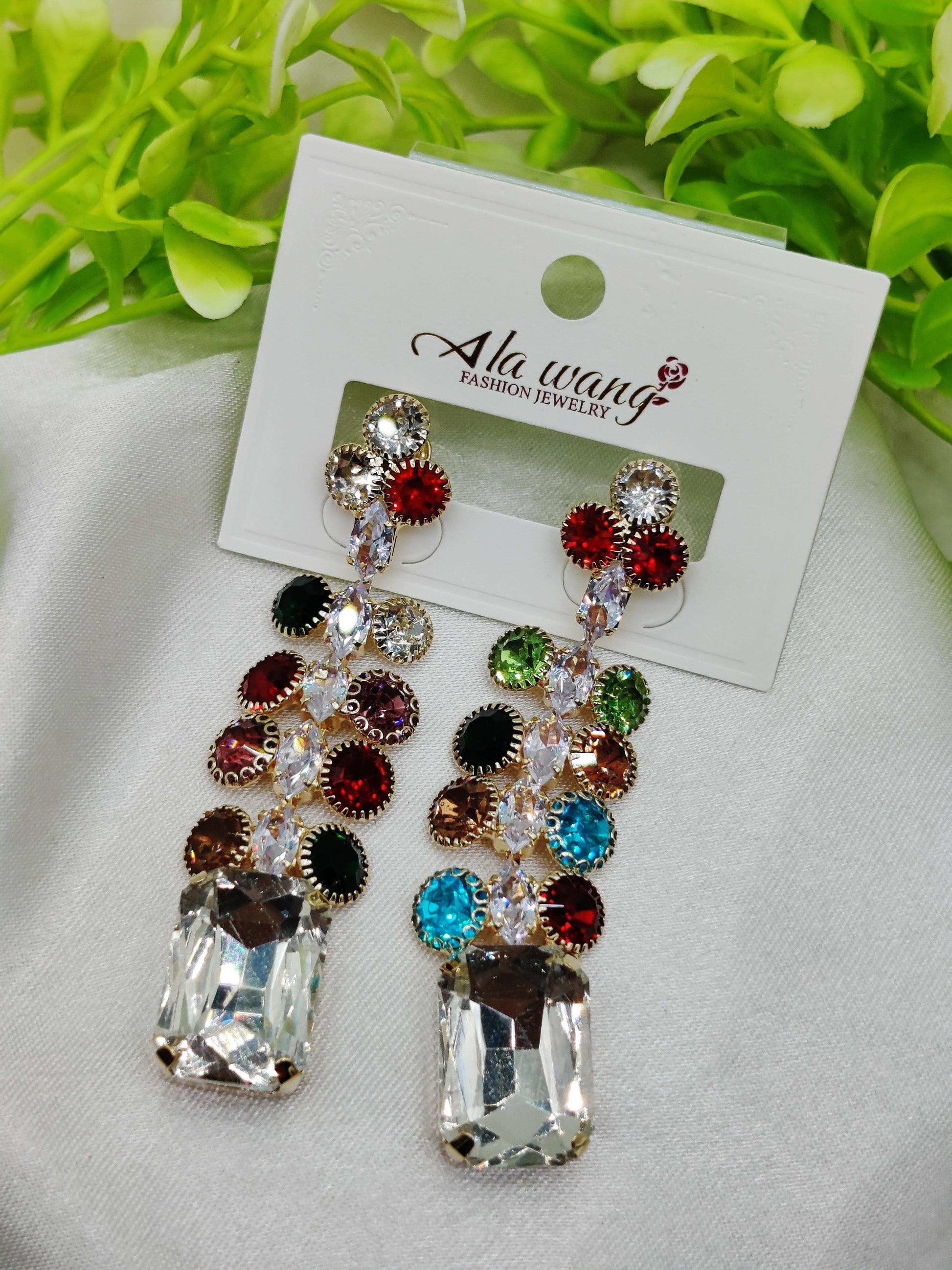 Rainbow Zircon Crystal Drop Earrings - Vibrant & Tarnish - Free ✨💎🌈 - Dynamic Deals