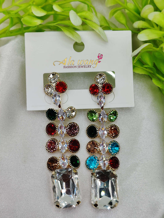 Rainbow Zircon Crystal Drop Earrings - Vibrant & Tarnish - Free ✨💎🌈 - Dynamic Deals