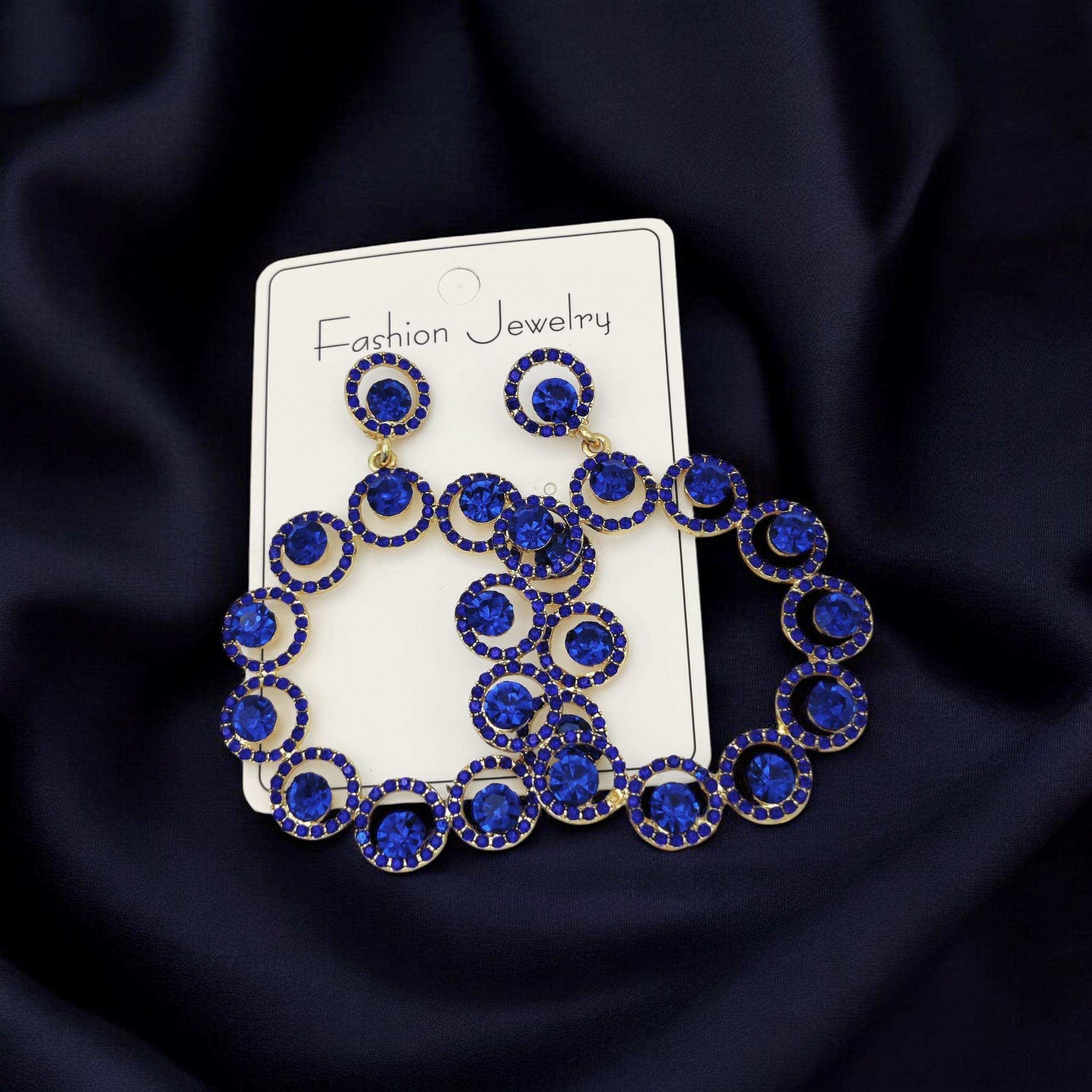 Royal Sapphire Blue Crystal Hoop Earrings – Statement Elegance Redefined - Dynamic Deals