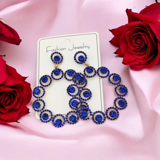 Royal Sapphire Blue Crystal Hoop Earrings – Statement Elegance Redefined - Dynamic Deals