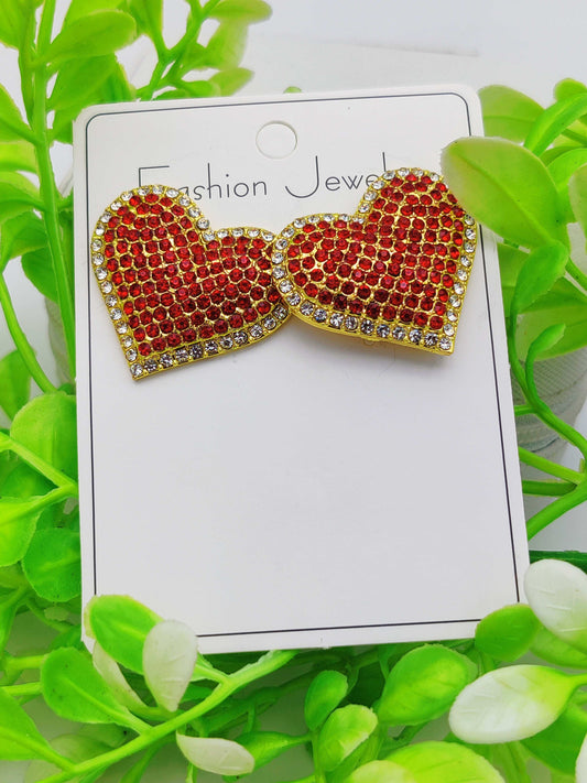 Ruby Red Heart Crystal Stud Earrings - Romantic Sparkle & Tarnish - Free ✨❤️💎 - Dynamic Deals