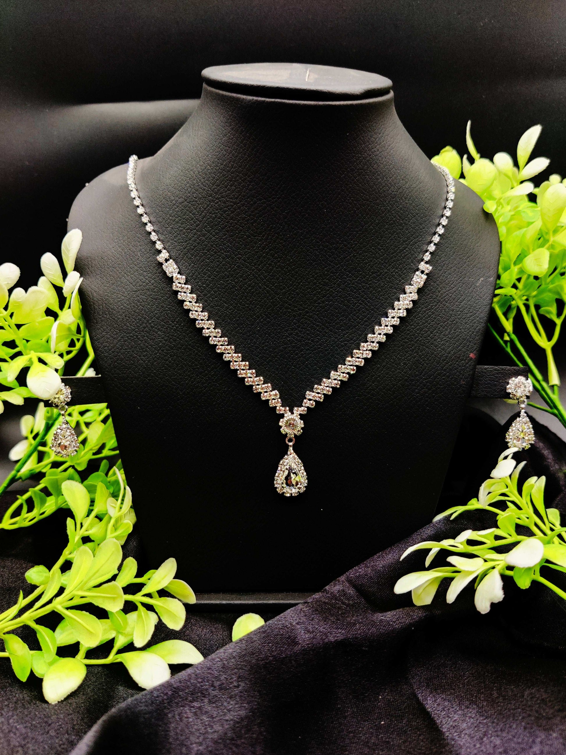 Timeless Zircon Elegance Necklace & Earring Set - Classic Sparkle ✨💎 - Dynamic Deals