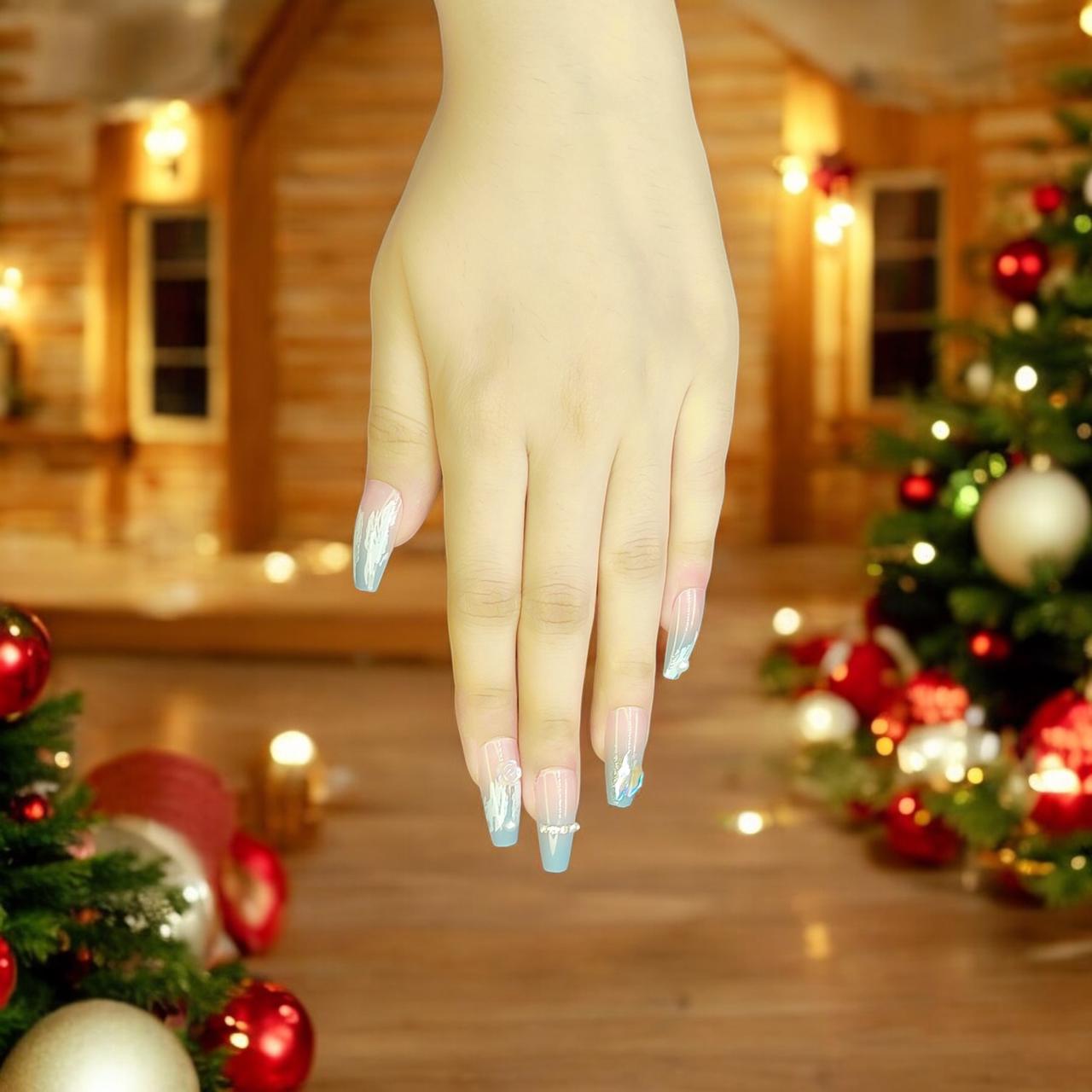Whimsical Frost Elegance Press - On Nails – By Dynamic Deals ❄️💅✨ - Dynamic Deals