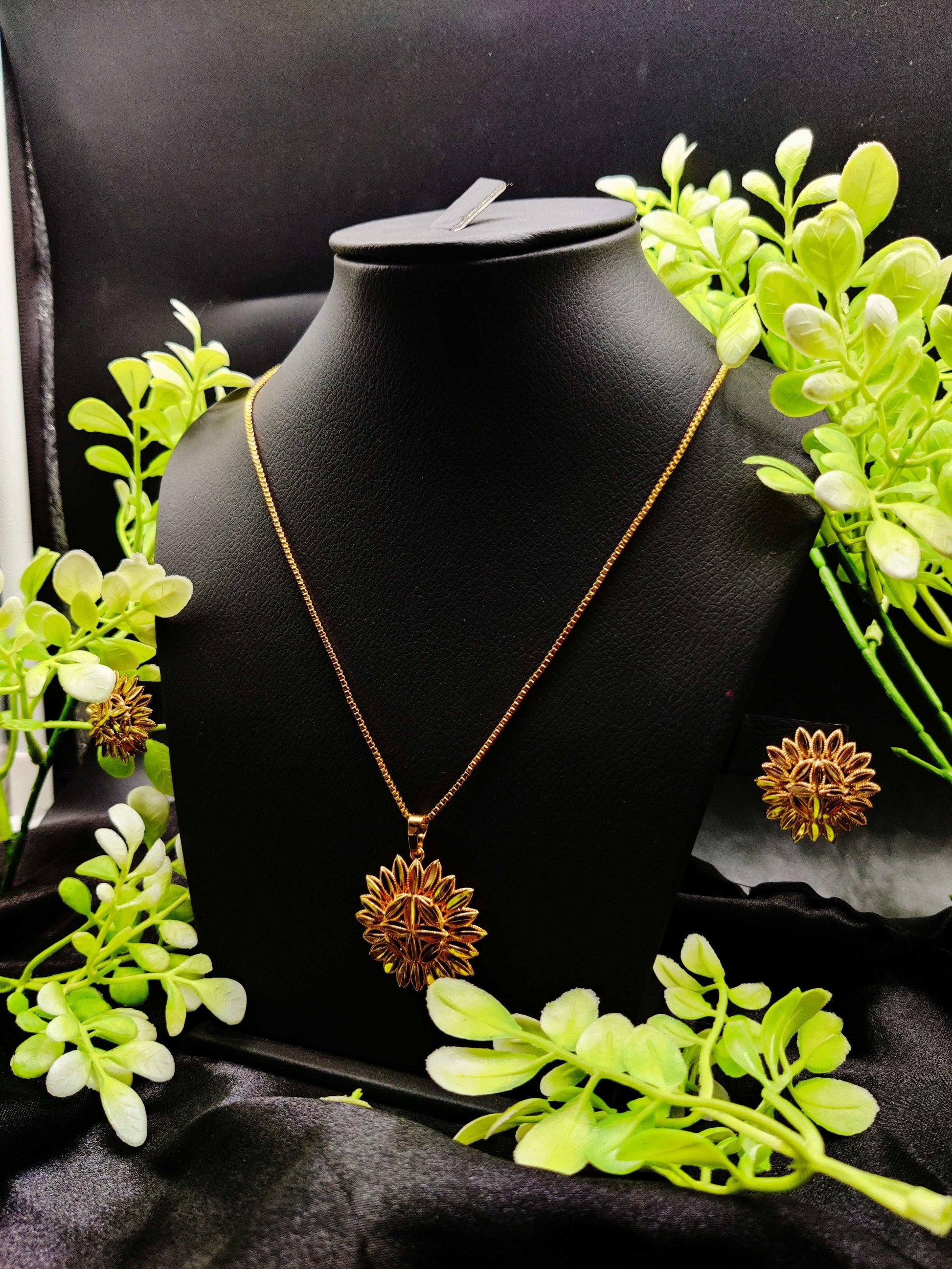 Zircon Sunflower Pendant Necklace & Earring Set - Radiant Bloom ✨🌻 - Dynamic Deals